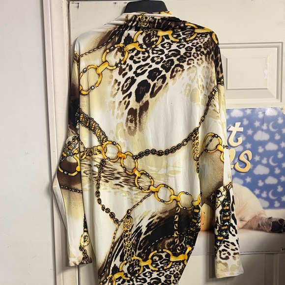 Leopard Print Chain Pattern Open Back Dress - Picture 1 of 6